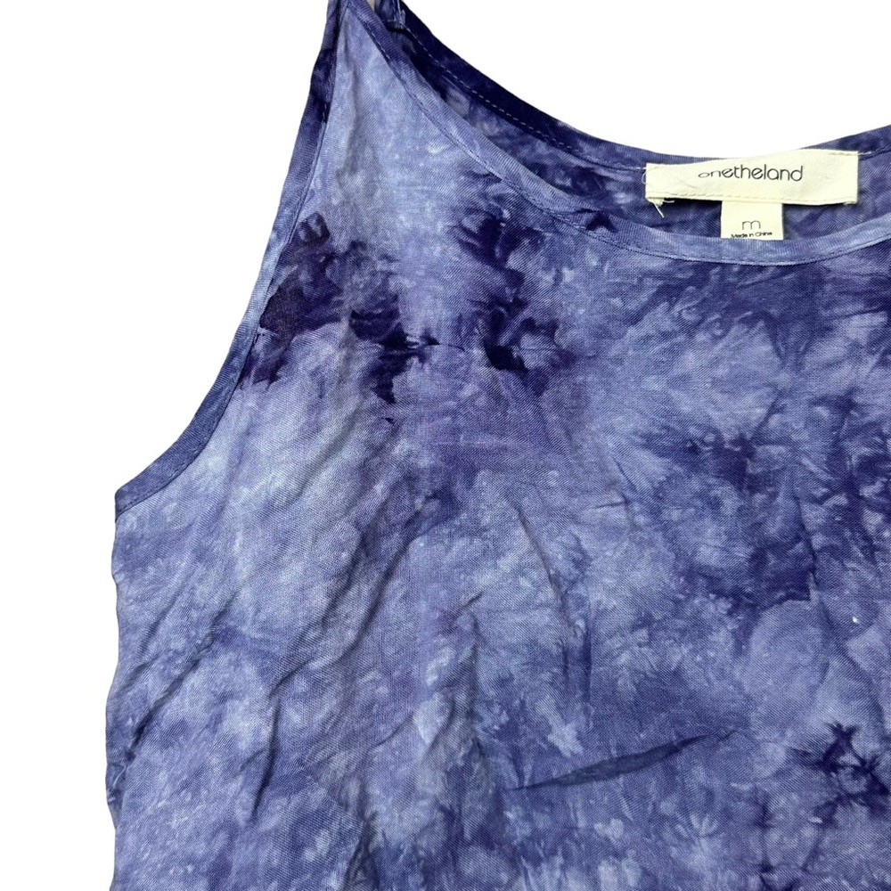 Onetheland Purple Tie Dye Eyelet Lace Tank Top Women Sz M - Picture 2 of 6